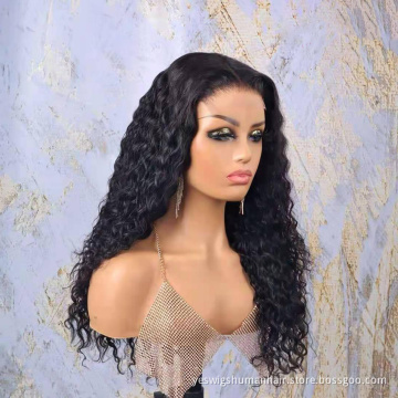 28 30 inch natural Water Wave brazilian 13X6 Lace Frontal Human Hair Wig Unprocessed Brazilian Virgin Hair Wig For Black Women
